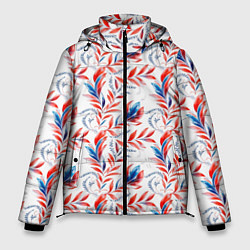 Куртка зимняя мужская Русский орнамент из цветов, цвет: 3D-светло-серый