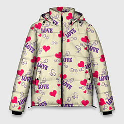 Мужская зимняя куртка Любовь - надпись и сердечки