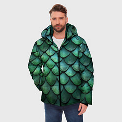 Куртка зимняя мужская Чешуя зелёного дракона, цвет: 3D-черный — фото 2