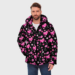 Куртка зимняя мужская Черный фон, барби и цветы, цвет: 3D-черный — фото 2