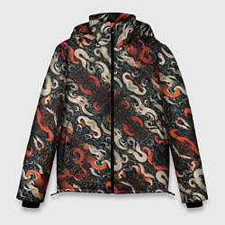 Куртка зимняя мужская Абстракция в японском стиле, цвет: 3D-черный
