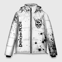 Куртка зимняя мужская Depeche Mode и рок символ на светлом фоне, цвет: 3D-черный