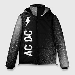 Куртка зимняя мужская AC DC glitch на темном фоне: по-вертикали, цвет: 3D-черный