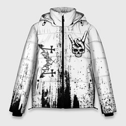 Куртка зимняя мужская Mayhem и рок символ на светлом фоне, цвет: 3D-черный