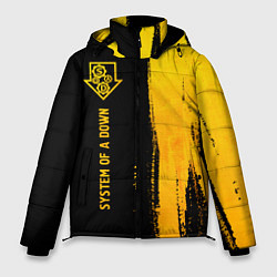 Куртка зимняя мужская System of a Down - gold gradient: по-вертикали, цвет: 3D-черный