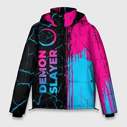 Куртка зимняя мужская Demon Slayer - neon gradient: по-вертикали, цвет: 3D-черный