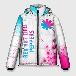 Куртка зимняя мужская Red Hot Chili Peppers neon gradient style: надпись, цвет: 3D-черный