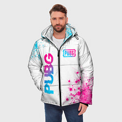Куртка зимняя мужская PUBG neon gradient style: надпись, символ, цвет: 3D-черный — фото 2