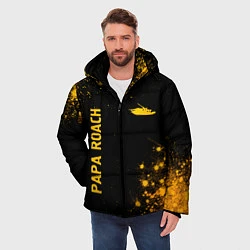 Куртка зимняя мужская Papa Roach - gold gradient: надпись, символ, цвет: 3D-черный — фото 2