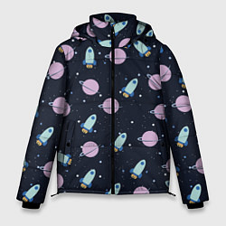 Куртка зимняя мужская Ракета и планета, цвет: 3D-черный