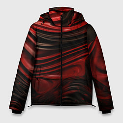 Мужская зимняя куртка Кожаная красная и черная текстура