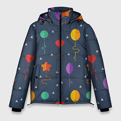 Куртка зимняя мужская Праздничные шарики, цвет: 3D-черный
