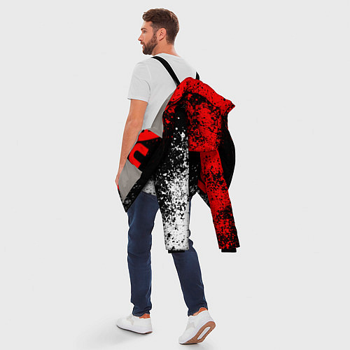 Мужская зимняя куртка Ауди - красный и белый / 3D-Светло-серый – фото 5