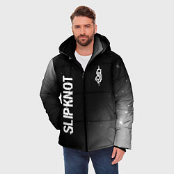 Куртка зимняя мужская Slipknot glitch на темном фоне: надпись, символ, цвет: 3D-черный — фото 2