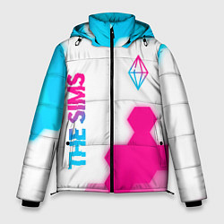 Куртка зимняя мужская The Sims neon gradient style: надпись, символ, цвет: 3D-черный