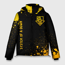 Куртка зимняя мужская System of a Down - gold gradient: надпись, символ, цвет: 3D-черный