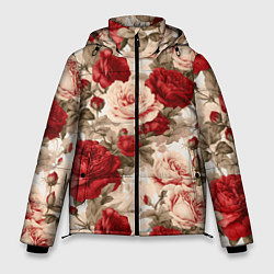 Куртка зимняя мужская Розы паттерн, цвет: 3D-красный