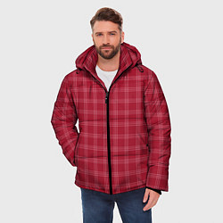 Куртка зимняя мужская Клетка бордовый паттерн, цвет: 3D-черный — фото 2