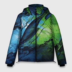 Мужская зимняя куртка Green blue abstract