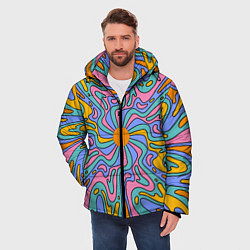 Куртка зимняя мужская Абстрактный психоделический рисунок, цвет: 3D-светло-серый — фото 2