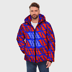 Куртка зимняя мужская Ретро молнии красно-синие, цвет: 3D-светло-серый — фото 2