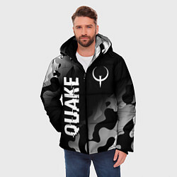 Куртка зимняя мужская Quake glitch на темном фоне: надпись, символ, цвет: 3D-черный — фото 2