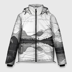Мужская зимняя куртка Минималистичный пейзаж чб