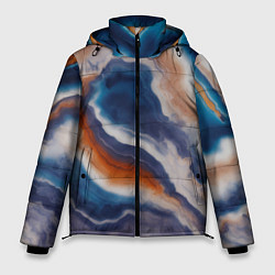 Мужская зимняя куртка Текстура агата сине-оранжевая
