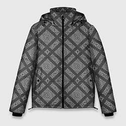 Мужская зимняя куртка Бело - серый орнамент геометрический