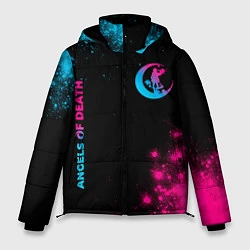 Куртка зимняя мужская Angels of Death - neon gradient: надпись, символ, цвет: 3D-черный