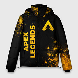 Куртка зимняя мужская Apex Legends - gold gradient: надпись, символ, цвет: 3D-черный