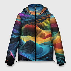 Куртка зимняя мужская Цифровая природа, цвет: 3D-красный