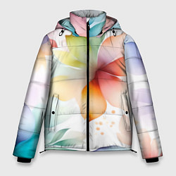 Куртка зимняя мужская Акварельный цветочный принт, цвет: 3D-черный