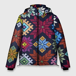 Куртка зимняя мужская Орнамент удмуртский, цвет: 3D-черный
