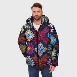 Куртка зимняя мужская Орнамент удмуртский, цвет: 3D-красный — фото 2