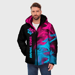 Куртка зимняя мужская Brawl Stars - neon gradient: по-вертикали, цвет: 3D-черный — фото 2