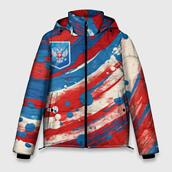 Куртка зимняя мужская Герб России и брызги краски, цвет: 3D-черный
