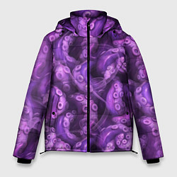 Куртка зимняя мужская Фиолетовые щупальца и дым, цвет: 3D-черный