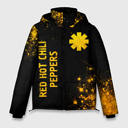 Куртка зимняя мужская Red Hot Chili Peppers - gold gradient: надпись, си, цвет: 3D-черный