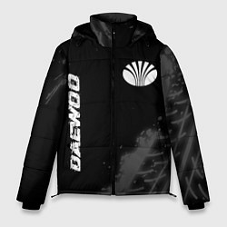 Куртка зимняя мужская Daewoo speed на темном фоне со следами шин: надпис, цвет: 3D-черный