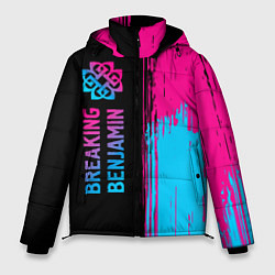 Куртка зимняя мужская Breaking Benjamin - neon gradient: по-вертикали, цвет: 3D-черный