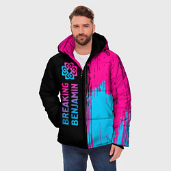 Куртка зимняя мужская Breaking Benjamin - neon gradient: по-вертикали, цвет: 3D-черный — фото 2