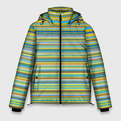 Куртка зимняя мужская Горизонтальные разноцветные полосы, цвет: 3D-черный