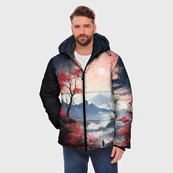 Куртка зимняя мужская Луна над горами, цвет: 3D-черный — фото 2