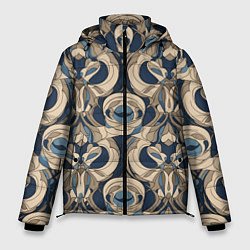 Куртка зимняя мужская Коричневый узор паттерн, цвет: 3D-светло-серый