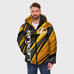 Куртка зимняя мужская Лексус - желтая спортивная абстракция, цвет: 3D-черный — фото 2