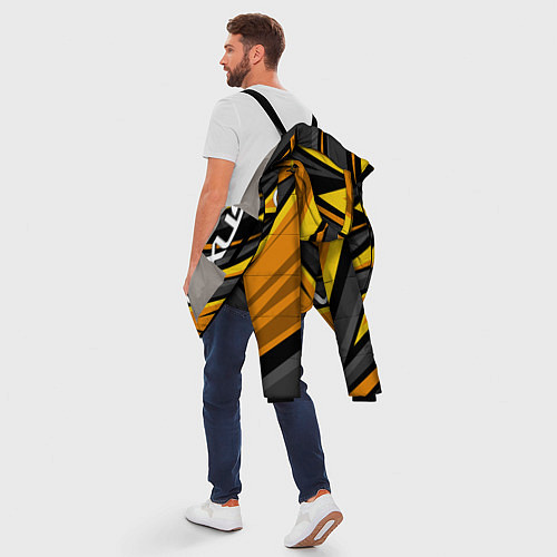Мужская зимняя куртка Лексус - желтая спортивная абстракция / 3D-Светло-серый – фото 5