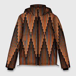 Куртка зимняя мужская Ромбы в полосатом закате, цвет: 3D-черный