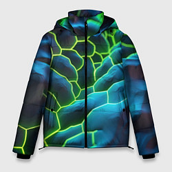 Куртка зимняя мужская Зеленые текстурные плиты, цвет: 3D-светло-серый