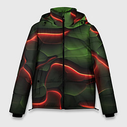 Куртка зимняя мужская Объемные красно зеленые плиты, цвет: 3D-светло-серый